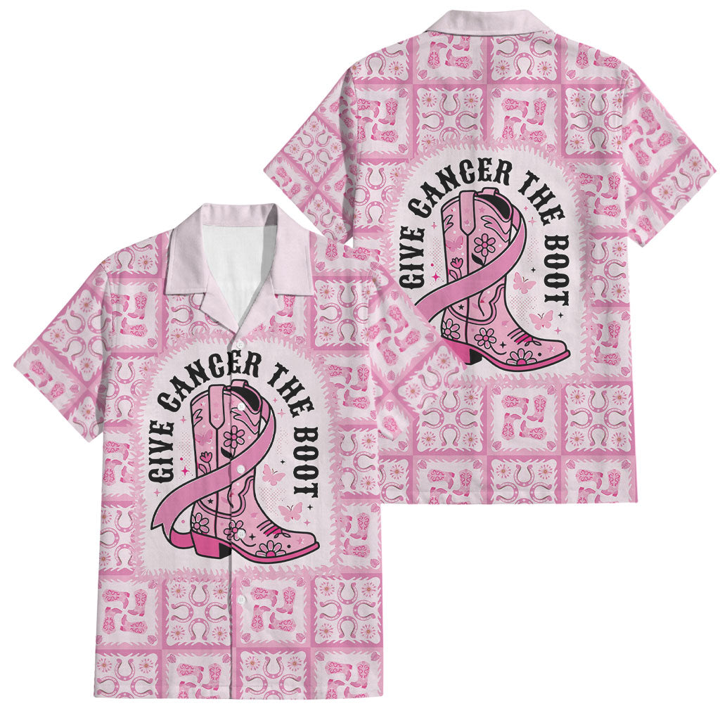 Give Cancer The Boot Pink Cowgirl Family Matching Mermaid Dress and Hawaiian Shirt Hawaiian Paniolo Mixed Quilt Pattern Style