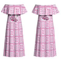 Give Cancer The Boot Pink Cowgirl Family Matching Off Shoulder Maxi Dress and Hawaiian Shirt Hawaiian Paniolo Mixed Quilt Pattern Style