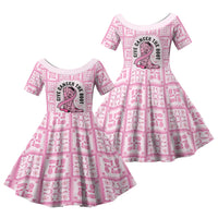 Give Cancer The Boot Pink Cowgirl Family Matching Off Shoulder Maxi Dress and Hawaiian Shirt Hawaiian Paniolo Mixed Quilt Pattern Style
