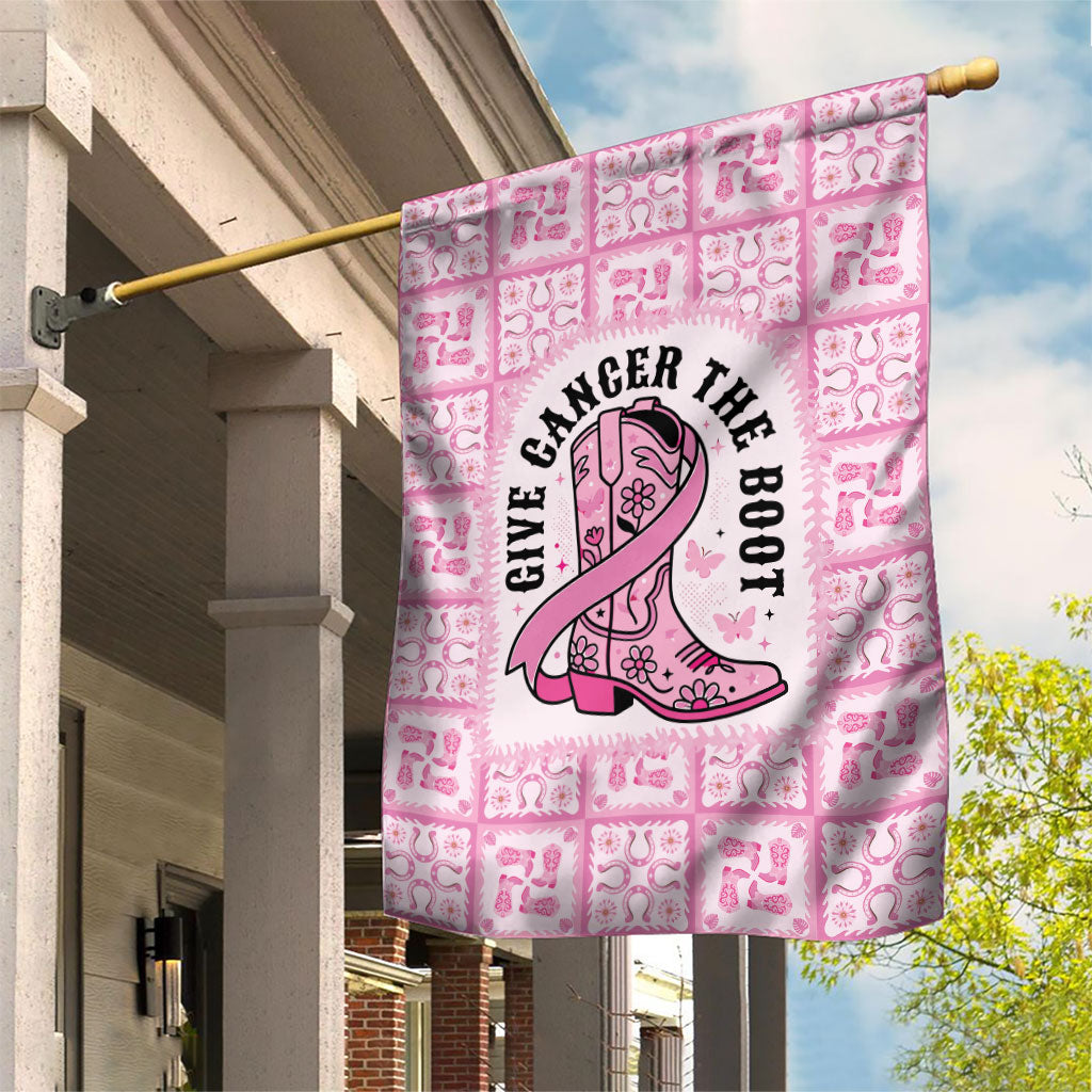 Give Cancer The Boot Pink Cowgirl Garden Flag Hawaiian Paniolo Mixed Quilt Pattern Style