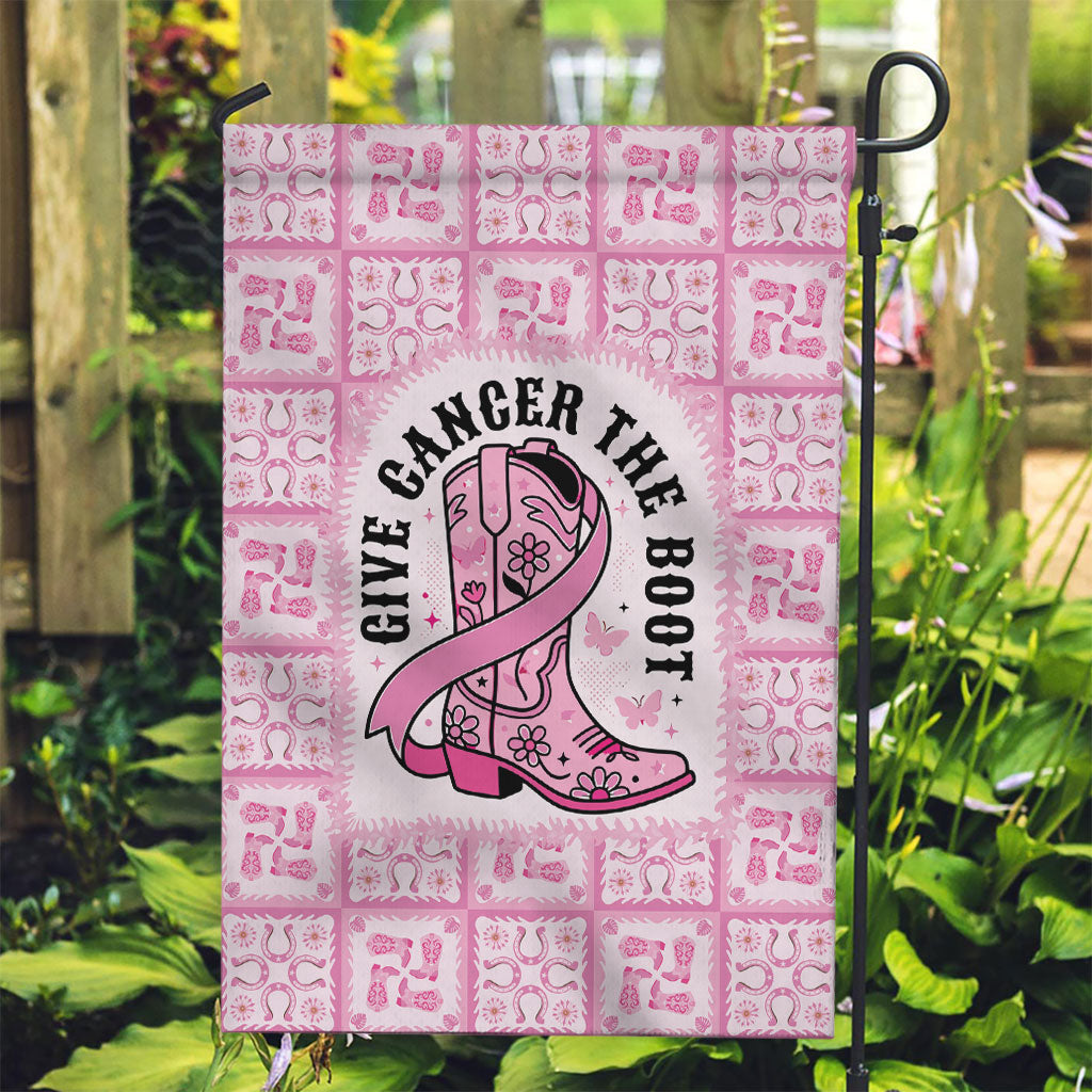 Give Cancer The Boot Pink Cowgirl Garden Flag Hawaiian Paniolo Mixed Quilt Pattern Style
