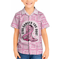 Give Cancer The Boot Pink Cowgirl Hawaiian Shirt Hawaiian Paniolo Mixed Quilt Pattern Style