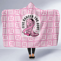 Give Cancer The Boot Pink Cowgirl Hooded Blanket Hawaiian Paniolo Mixed Quilt Pattern Style