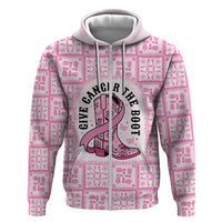 Give Cancer The Boot Pink Cowgirl Hoodie Hawaiian Paniolo Mixed Quilt Pattern Style