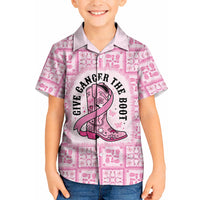 Give Cancer The Boot Pink Cowgirl Kid Hawaiian Shirt Hawaiian Paniolo Mixed Quilt Pattern Style