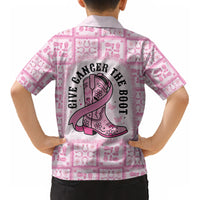 Give Cancer The Boot Pink Cowgirl Kid Hawaiian Shirt Hawaiian Paniolo Mixed Quilt Pattern Style