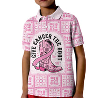 Give Cancer The Boot Pink Cowgirl Kid Polo Shirt Hawaiian Paniolo Mixed Quilt Pattern Style