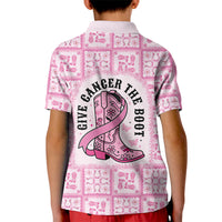 Give Cancer The Boot Pink Cowgirl Kid Polo Shirt Hawaiian Paniolo Mixed Quilt Pattern Style