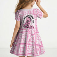 Give Cancer The Boot Pink Cowgirl Kid Short Sleeve Dress Hawaiian Paniolo Mixed Quilt Pattern Style