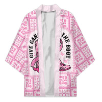 Give Cancer The Boot Pink Cowgirl Kimono Hawaiian Paniolo Mixed Quilt Pattern Style