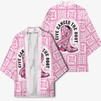 Give Cancer The Boot Pink Cowgirl Kimono Hawaiian Paniolo Mixed Quilt Pattern Style