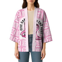 Give Cancer The Boot Pink Cowgirl Kimono Hawaiian Paniolo Mixed Quilt Pattern Style