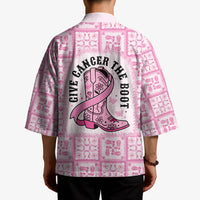 Give Cancer The Boot Pink Cowgirl Kimono Hawaiian Paniolo Mixed Quilt Pattern Style