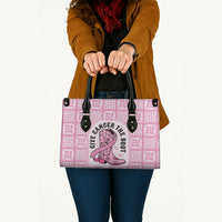 Give Cancer The Boot Pink Cowgirl Leather Bag Hawaiian Paniolo Mixed Quilt Pattern Style