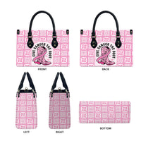 Give Cancer The Boot Pink Cowgirl Leather Bag Hawaiian Paniolo Mixed Quilt Pattern Style