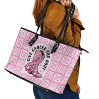 Give Cancer The Boot Pink Cowgirl Leather Tote Bag Hawaiian Paniolo Mixed Quilt Pattern Style