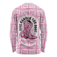 Give Cancer The Boot Pink Cowgirl Long Sleeve Shirt Hawaiian Paniolo Mixed Quilt Pattern Style