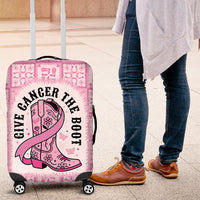 Give Cancer The Boot Pink Cowgirl Luggage Cover Hawaiian Paniolo Mixed Quilt Pattern Style