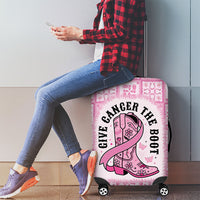Give Cancer The Boot Pink Cowgirl Luggage Cover Hawaiian Paniolo Mixed Quilt Pattern Style