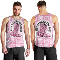 Give Cancer The Boot Pink Cowgirl Men Tank Top Hawaiian Paniolo Mixed Quilt Pattern Style
