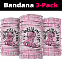 Give Cancer The Boot Pink Cowgirl Neck Gaiter Hawaiian Paniolo Mixed Quilt Pattern Style