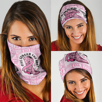 Give Cancer The Boot Pink Cowgirl Neck Gaiter Hawaiian Paniolo Mixed Quilt Pattern Style