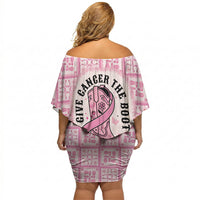 Give Cancer The Boot Pink Cowgirl Off Shoulder Short Dress Hawaiian Paniolo Mixed Quilt Pattern Style