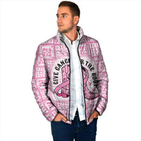 Give Cancer The Boot Pink Cowgirl Padded Jacket Hawaiian Paniolo Mixed Quilt Pattern Style