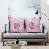 Give Cancer The Boot Pink Cowgirl Pillow Cover Hawaiian Paniolo Mixed Quilt Pattern Style