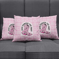 Give Cancer The Boot Pink Cowgirl Pillow Cover Hawaiian Paniolo Mixed Quilt Pattern Style