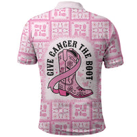 Give Cancer The Boot Pink Cowgirl Polo Shirt Hawaiian Paniolo Mixed Quilt Pattern Style