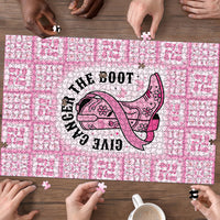 Give Cancer The Boot Pink Cowgirl Puzzle Hawaiian Paniolo Mixed Quilt Pattern Style