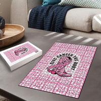 Give Cancer The Boot Pink Cowgirl Puzzle Hawaiian Paniolo Mixed Quilt Pattern Style