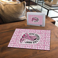 Give Cancer The Boot Pink Cowgirl Puzzle Hawaiian Paniolo Mixed Quilt Pattern Style