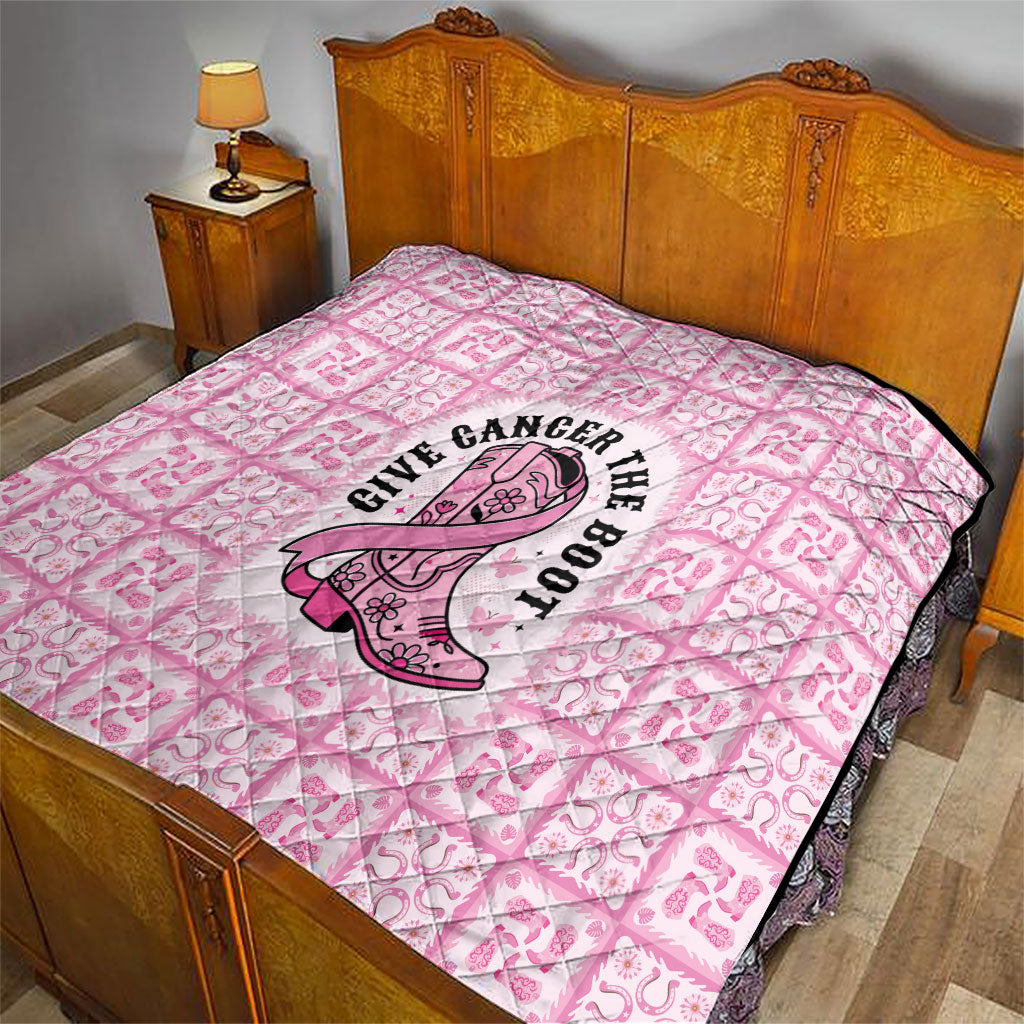 Give Cancer The Boot Pink Cowgirl Quilt Hawaiian Paniolo Mixed Quilt Pattern Style