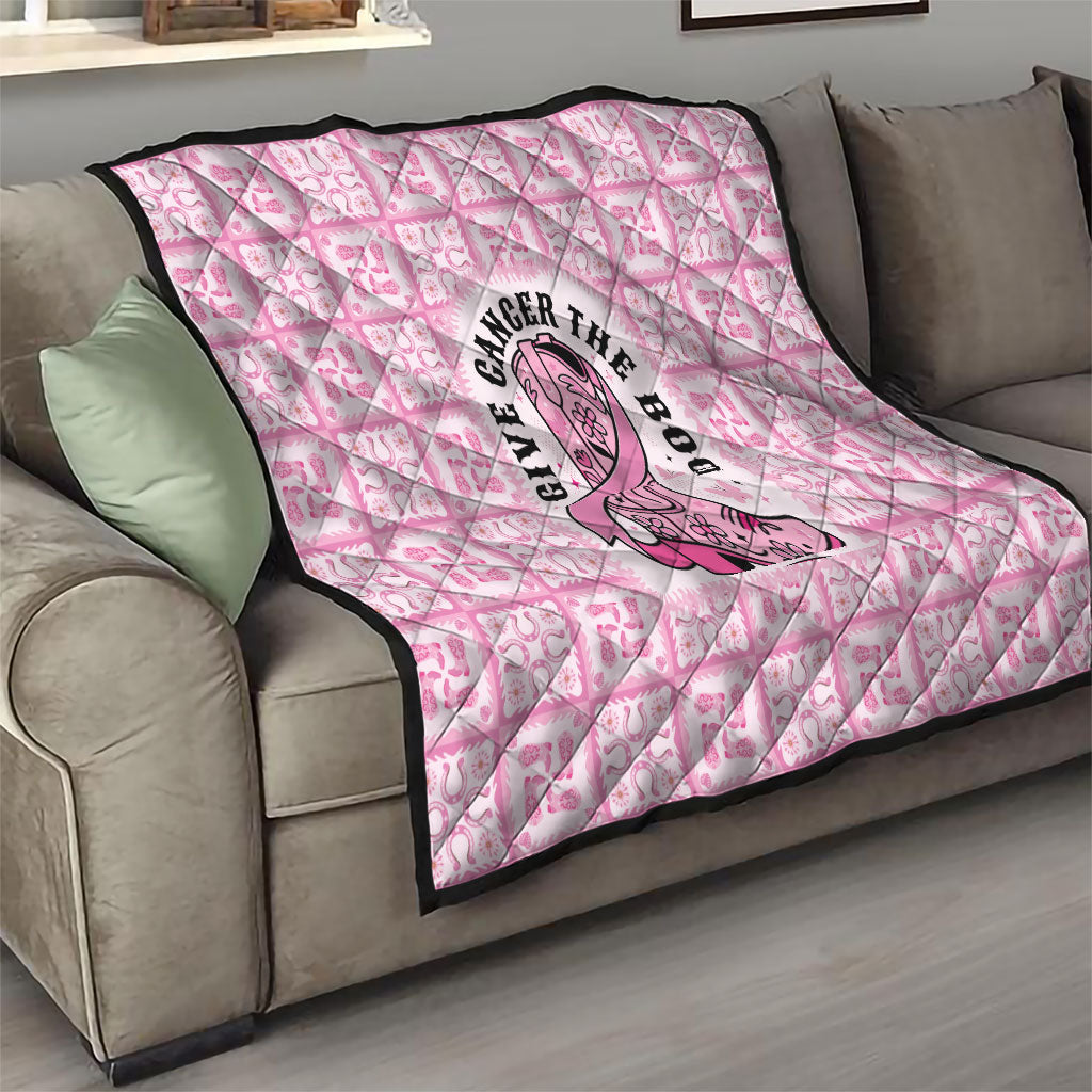 Give Cancer The Boot Pink Cowgirl Quilt Hawaiian Paniolo Mixed Quilt Pattern Style