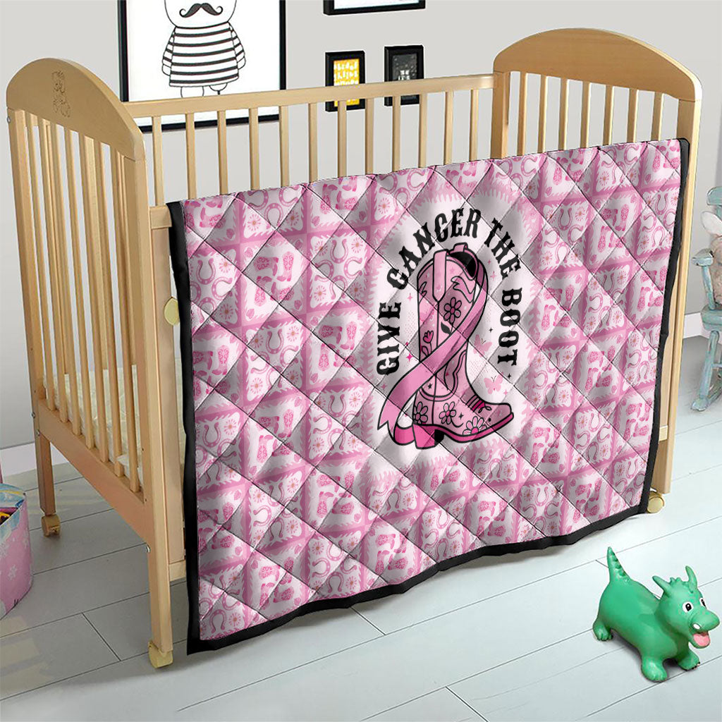 Give Cancer The Boot Pink Cowgirl Quilt Hawaiian Paniolo Mixed Quilt Pattern Style
