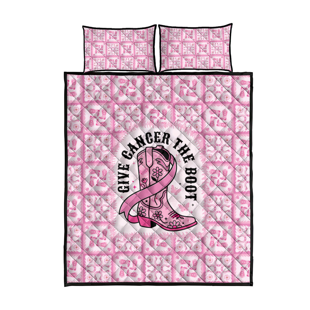 Give Cancer The Boot Pink Cowgirl Quilt Bed Set Hawaiian Paniolo Mixed Quilt Pattern Style
