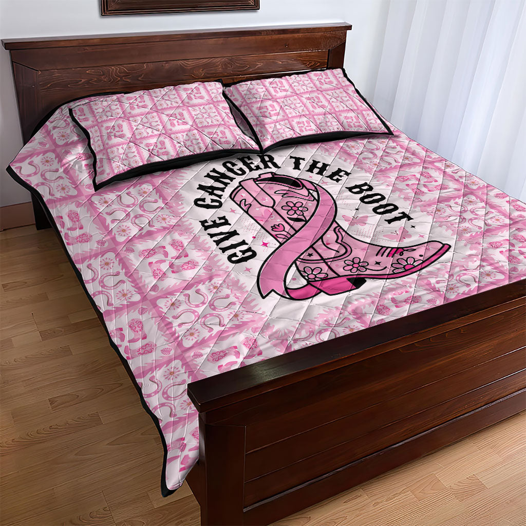 Give Cancer The Boot Pink Cowgirl Quilt Bed Set Hawaiian Paniolo Mixed Quilt Pattern Style