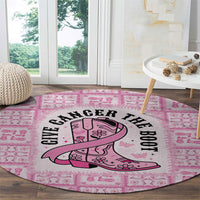 Give Cancer The Boot Pink Cowgirl Round Carpet Hawaiian Paniolo Mixed Quilt Pattern Style