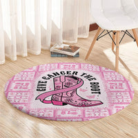 Give Cancer The Boot Pink Cowgirl Round Carpet Hawaiian Paniolo Mixed Quilt Pattern Style
