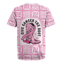 Give Cancer The Boot Pink Cowgirl Rugby Jersey Hawaiian Paniolo Mixed Quilt Pattern Style