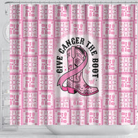 Give Cancer The Boot Pink Cowgirl Shower Curtain Hawaiian Paniolo Mixed Quilt Pattern Style