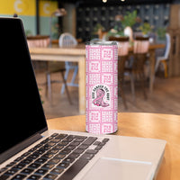 Give Cancer The Boot Pink Cowgirl Skinny Tumbler Hawaiian Paniolo Mixed Quilt Pattern Style