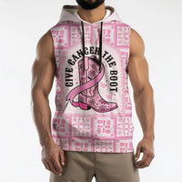 Give Cancer The Boot Pink Cowgirl Sleeveless Hoodie Hawaiian Paniolo Mixed Quilt Pattern Style