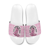 Give Cancer The Boot Pink Cowgirl Slide Sandals Hawaiian Paniolo Mixed Quilt Pattern Style