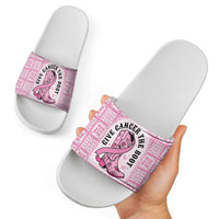 Give Cancer The Boot Pink Cowgirl Slide Sandals Hawaiian Paniolo Mixed Quilt Pattern Style