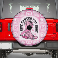 Give Cancer The Boot Pink Cowgirl Spare Tire Cover Hawaiian Paniolo Mixed Quilt Pattern Style