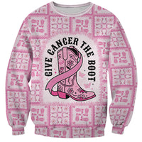 Give Cancer The Boot Pink Cowgirl Sweatshirt Hawaiian Paniolo Mixed Quilt Pattern Style