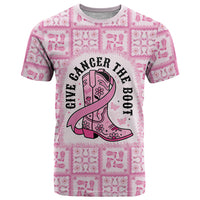 Give Cancer The Boot Pink Cowgirl T Shirt Hawaiian Paniolo Mixed Quilt Pattern Style